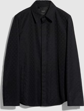 Gucci GG Cotton Canvas Shirt, Size 44, Black