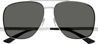 Saint Laurent SL653FLEON001 Square Full Rim Sunglasses - Silver