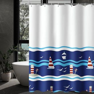 OEM Cortina De Ducha, 180 X 200 Cm, Azul, Dobladillo Con Peso, Resistente Al Moho, Impermeable, Lavable, Tejido De Poli&eacute;ster Para Ba&ntilde;os - Crezuo