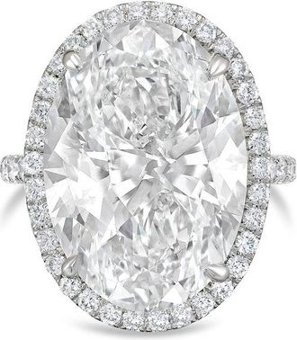 Diana M. Jewels Platinum 8ct lab grown Oval Diamond Halo Pav&eacute; Ring