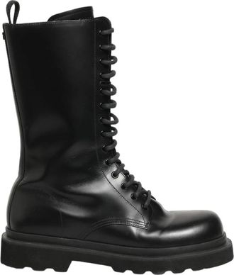 Dolce & Gabbana Leren Veterlaarzen - Heren - Veterlaarzen - Zwart - 43 EU - Leer - Schoenen