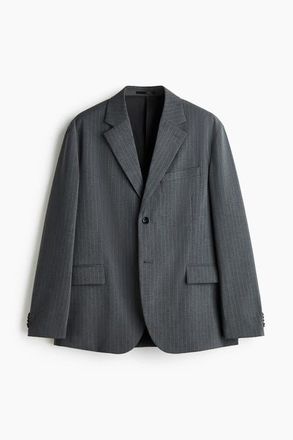 H&M Oversized Fit Single-breasted Jacket in Gray/pinstriped at Nordstrom, Size Medium