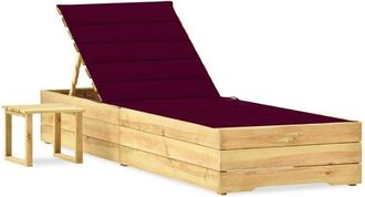 vidaXL Tumbona De Jard&iacute;n Con Mesa Y Coj&iacute;n De Madera De Pino Impregnada Vidaxl