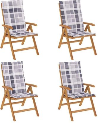 vidaXL Sillas De Jard&iacute;n Reclinables Y Cojines 4 Uds Madera Maciza Teca Vidaxl