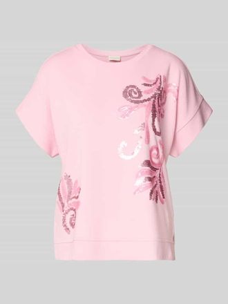 Milano Milano Italy T-Shirt aus Viskose-Mix mit Pailletten in Rosa, Gr&ouml;&szlig;e XXL