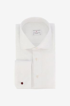 Artigiano Lang&auml;rmeliges Hemd aus Baumwolle Leonardo Uma Pin Point