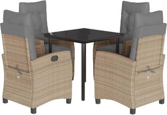 vidaXL Set Comedor De Jard&iacute;n 5 Pzas Con Cojines Rat&aacute;n Sint&eacute;tico Beige Vidaxl