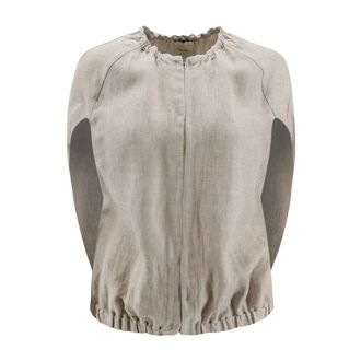 Alysi Blouses, female, Beige, Size: XS Sleeveless Linen Blouse