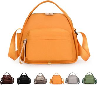 Generic Veluna Shoulder Bag, Women Veluna Crossbody Shoulder Bag, Solid Zipper Handbag, Lightweight Large Capacity (Orange)