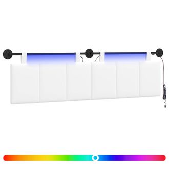 vidaXL Cabecero Colgante Con Luz Led Blanco Tela Vidaxl