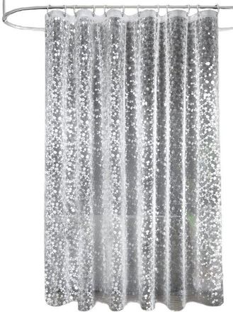 OEM Cortina De Ducha - 180 X 200 Cm - Transparente - Con Estampado De Guijarros En 3d - Apta Para Ba&ntilde;eras