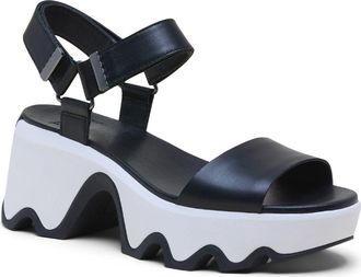 Sorel Kinetic Aura Ankle Strap Platform Sandal in Black/Sea Salt at Nordstrom, Size 10.5