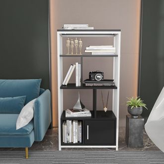 Decorotika Valero Metal Bookcase Shelving Unit Bookshelf in Dark Grey
