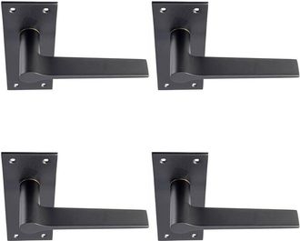 Loops 4x PAIR Flat Straight Handle on Slim Lock Backplate 150 x 50mm Matt Black