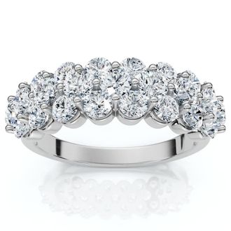 Pompeii3 2Ct Multi Row Diamond Anniversary Ring 14k Gold Lab Grown