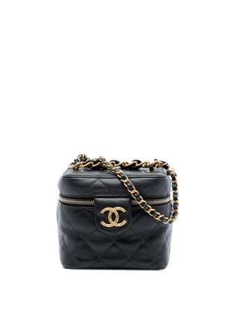 Chanel 2021-2025 CC Quilted Calfskin Vanity Case with Chain satchel - women - Calf Leather - One Size - Black
