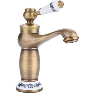 OEM Grifo De Cer&aacute;mica De Lat&oacute;n Antiguo, Grifo Para Lavabo De Ba&ntilde;o, Grifo Retro De Porcelana Azul Y Blanca De Cuello Largo, Grifo Mezclador, Grifo De Agua 