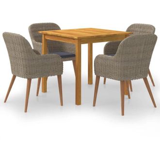 vidaXL Juego De Comedor Para Jard&iacute;n 5 Piezas Marr&oacute;n Vidaxl