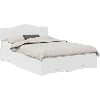 vidaXL Bed Frame with Headboard White 140 x 190 cm Engineered Wood vidaXL