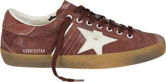 Golden Goose Deep Red Waxed Suede Super-Star Sneakers