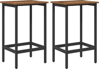 vidaXL Taburete De Bar 2 Uds. Madera Envejecida 40 X 32 X 64 Cm Vidaxl