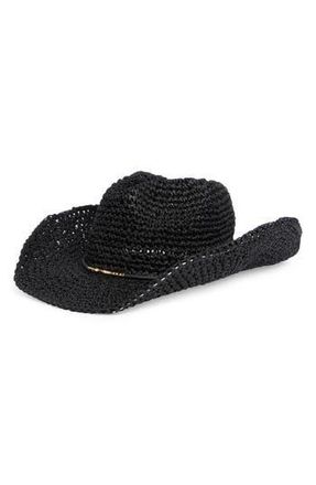 Vince Camuto Bead Trim Cowgirl Hat in Black at Nordstrom Rack