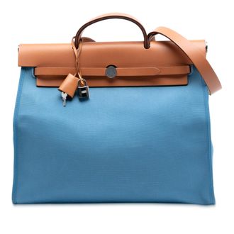 Herm&egrave;s Blue Toile Herbag Zip 39
