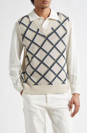 Palmes Net Argyle Sweater Vest in Off White at Nordstrom, Size X-Large