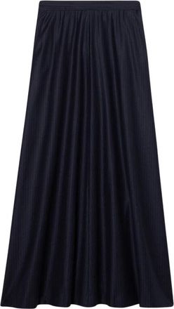 Brooks Brothers Gestreepte Rok van Maagdelijke Wol - Dames - Midirokken - Blauw - 2XS - Wol - Rokken