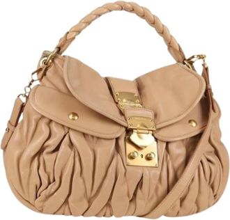 Miu Miu Pre-owned Handbags, female, Beige, Size: ONE SIZE Pre-owned Leather Handbag