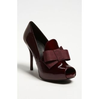 Stuart Weitzman Bowtie Pump in Wine Pebble Patent at Nordstrom, Size 8
