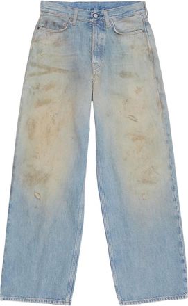 Acne Studios Jeans met leren patch - Blauw