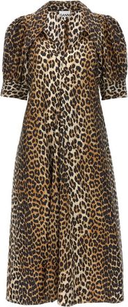 Ganni Multicolor Animal print midi dress