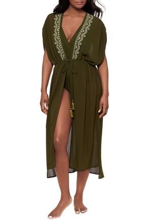 Miraclesuit Beaded Embrodiered Georgette Cover-Up in Nori at Nordstrom, Size Large