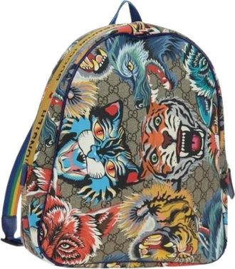 Gucci Pre-owned Vintage Canvas Rugzak - Dames - Vintage Rugzakken - Veelkleurig - ONE Size - Leer - Vintage