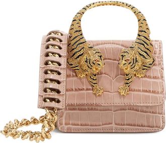 Roberto Cavalli Tas met krokodillen-reli&euml;f - Roze