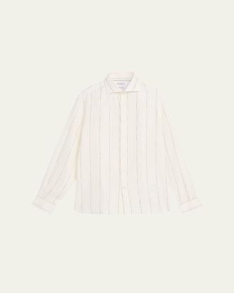 Brunello Cucinelli Mens Cotton Wide Stripe Button-Down Shirt