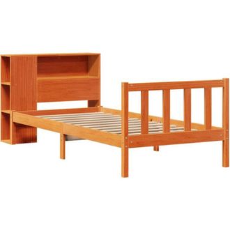 vidaXL Vidaxl - Cama Con Estanter&iacute;a Sin Colch&oacute;n Madera Maciza Marr&oacute;n 100x200 Cm
