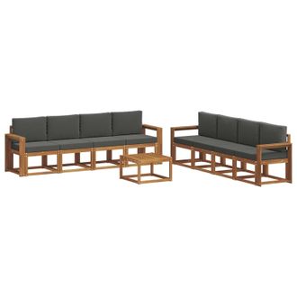 vidaXL Conjunto De Sof&aacute;s De Exterior 9 Pcs Natural Y Antracita Vidaxl