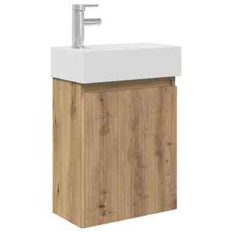 vidaXL M&oacute;dulo De Ba&ntilde;o Con Grifer&iacute;a Roble Artisan 45,5 X 22,5 X 84 Cm Vidaxl