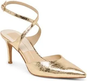 Dolce Vita Eliora Pointed Toe Ankle Strap Pump in Gold Stella at Nordstrom Rack, Size 6.5