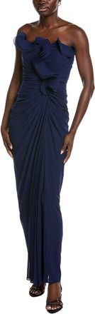 Badgley Mischka Pleated Ruffle Gown