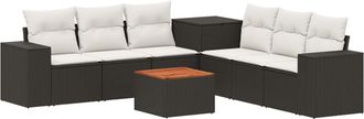 vidaXL Juego De Sof&aacute; 8 Uds. Negro Y Blanco Crema Vidaxl
