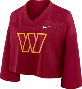 Nike Washington Commanders Rewind Fashion Nike Womens Dri-FIT NFL Cropped Jersey in Red | 03O367P9E-7ZM