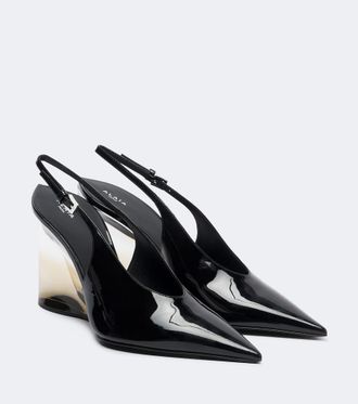 Alaia Invisible patent leather wedge pumps