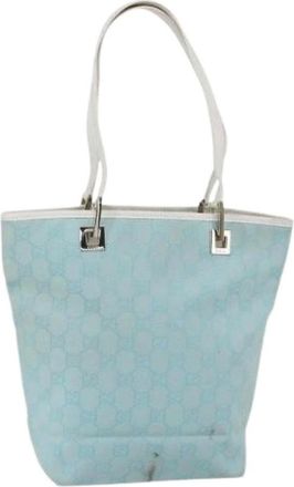 Gucci Pre-owned Tote Bags, female, Blue, Size: ONE SIZE Pre-owned Canvas Tote Bag