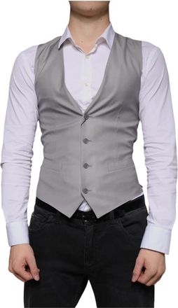 Dolce & Gabbana Formeel Gilet - Heren - Gillet - Grijs - XS - Wol - Kostuums