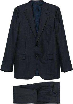 Brioni Single Breasted Suits - Heren - Business pakken - Blauw - L - Kostuums