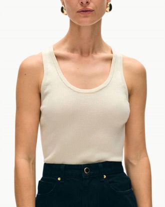 White + Warren Superfine Merino Ribbed Tank In Ivory