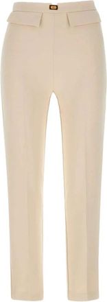 Elisabetta Franchi Side Zip Fastening Broeken - Dames - Vrijetijds broeken - Beige - L - Polyester - Broeken